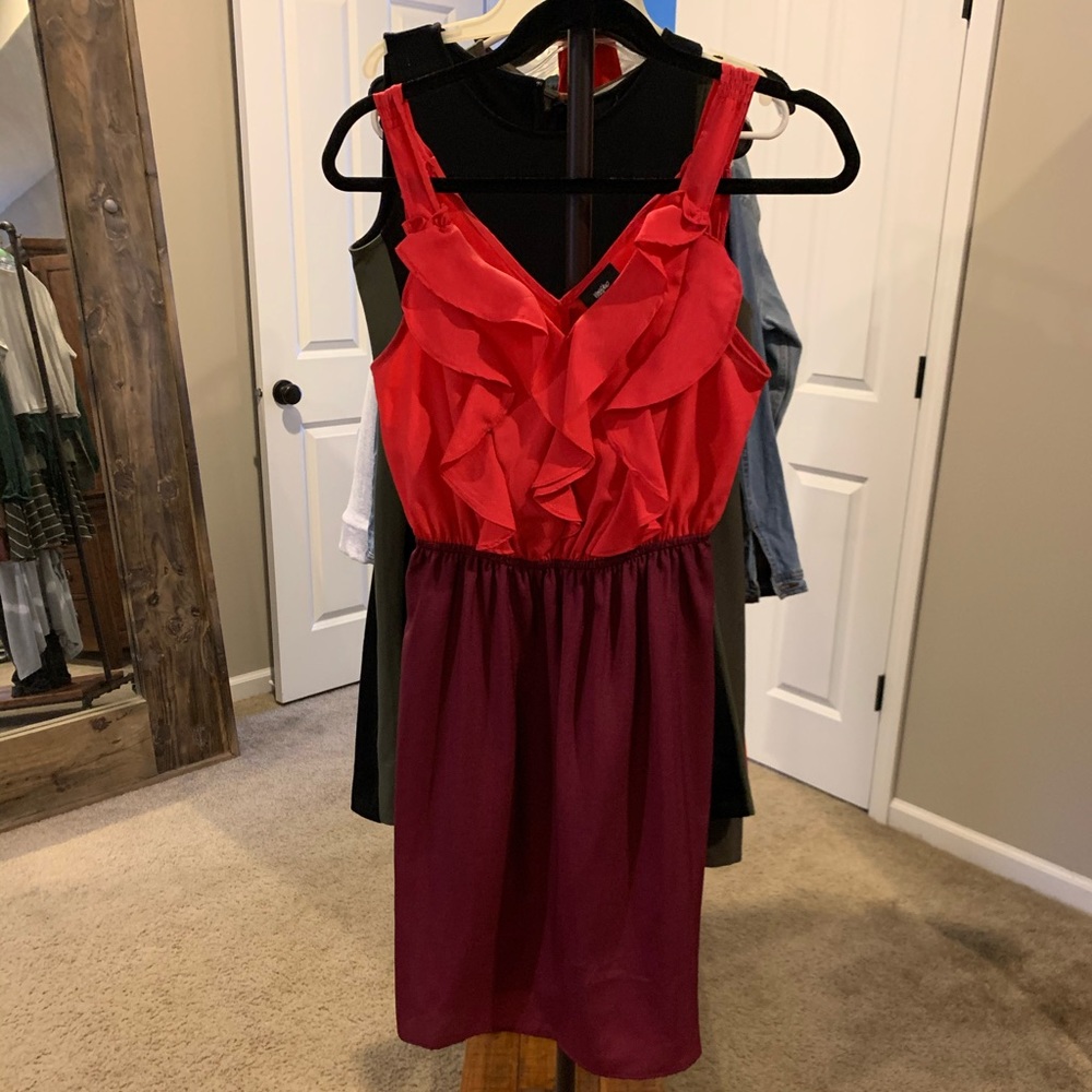Pop of color in this color block dress